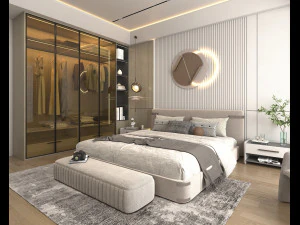Modern Bedroom Interior Scene 6 3D Model