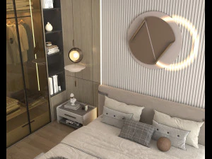 Modern Bedroom Interior Scene 6 3D Model