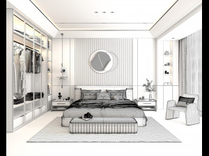 Modern Bedroom Interior Scene 6 Modello 3D