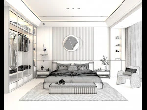 Modern Bedroom Interior Scene 6 3D Model