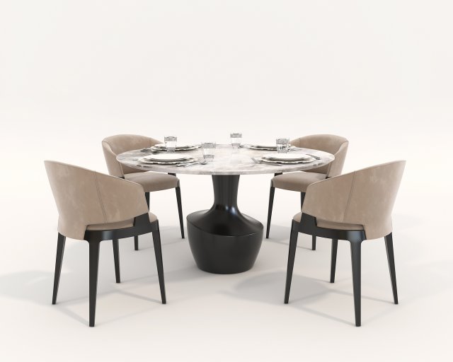 Contemporary Design Table and Chair Set 17 3D Model .c4d .max .obj .3ds .fbx .stl .blend 