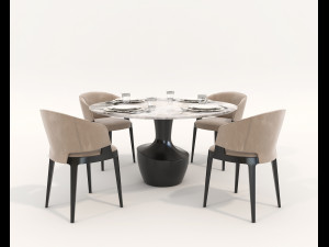 Contemporary Design Table and Chair Set 17 3D Model