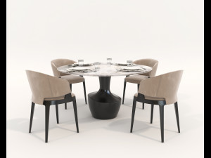 Contemporary Design Table and Chair Set 17 3D Model