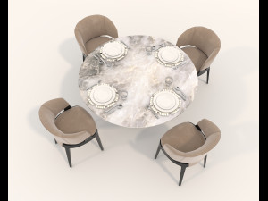 Contemporary Design Table and Chair Set 17 3D Model