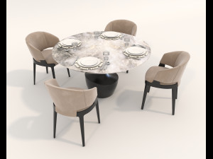 Contemporary Design Table and Chair Set 17 3D Model