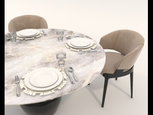 Contemporary Design Table and Chair Set 17 3D Model
