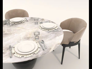 Zestaw stoł&oacute;w i krzeseł o wsp&oacute;łczesnym designie 17 Model 3D