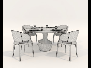 Contemporary Design Table and Chair Set 17 3D Model