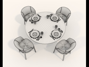 Contemporary Design Table and Chair Set 17 3D Model