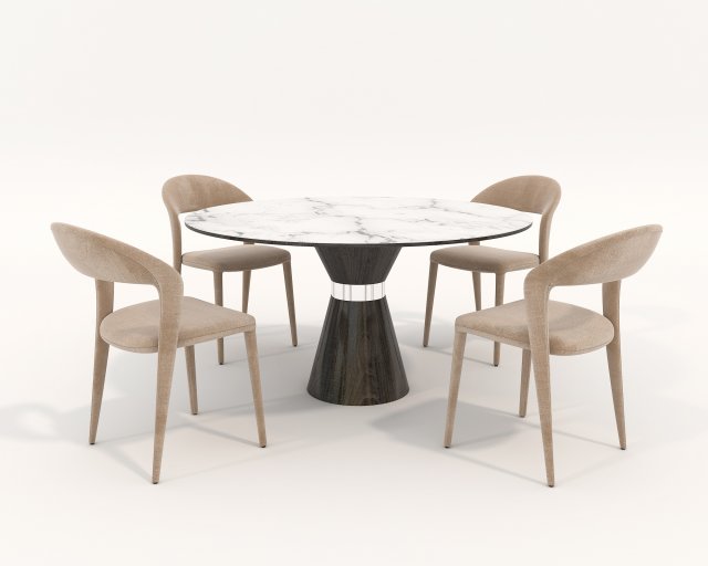 Contemporary Design Table and Chair Set 18 3D Model .c4d .max .obj .3ds .fbx .stl .blend 
