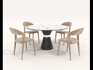 Contemporary Design Table and Chair Set 18 Model 3D