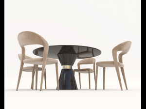 Contemporary Design Table and Chair Set 18 3D Model