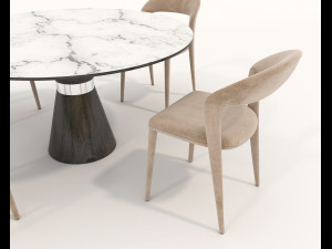 Contemporary Design Table and Chair Set 18 3D Model