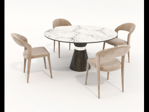 Contemporary Design Table and Chair Set 18 3D Model