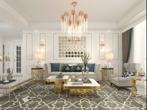 Neoclassical Living Room Interior Scene 3D 모델