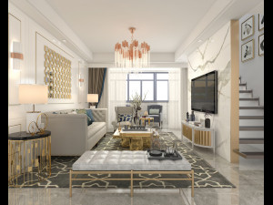 Neoclassical Living Room Interior Scene Modelo 3D