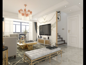 Neoclassical Living Room Interior Scene Modelo 3D