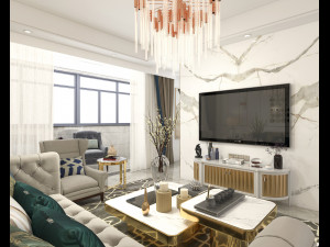 Neoclassical Living Room Interior Scene Modelo 3D