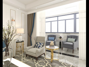 Neoclassical Living Room Interior Scene Modelo 3D