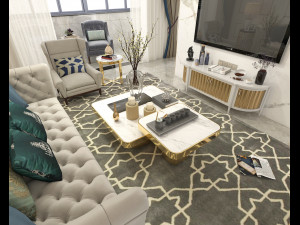 Neoclassical Living Room Interior Scene Modelo 3D