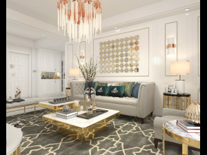 Neoclassical Living Room Interior Scene Modelo 3D