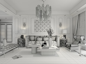 Neoclassical Living Room Interior Scene Modelo 3D
