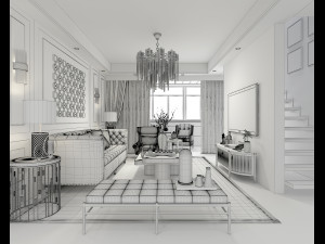 Neoclassical Living Room Interior Scene Modelo 3D