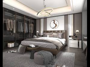 Modern Bedroom Interior Scene 7 3D Model