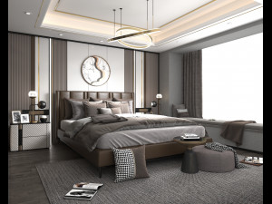 Modern Bedroom Interior Scene 7 3D Model