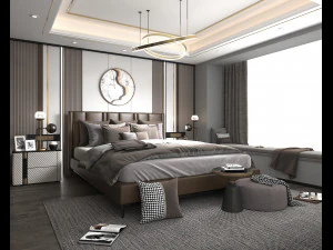 Modern Bedroom Interior Scene 7 3D Model