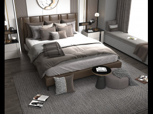 Modern Bedroom Interior Scene 7 3D Model