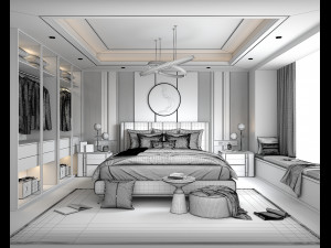 Modern Bedroom Interior Scene 7 3D Model