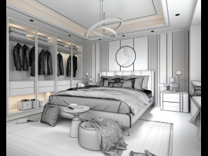 Modern Bedroom Interior Scene 7 3D Model