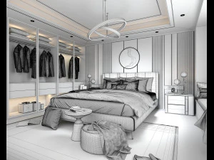 Modern Bedroom Interior Scene 7 3D Model
