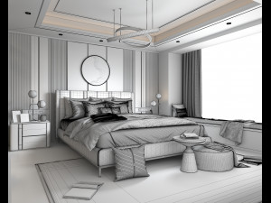 Modern Bedroom Interior Scene 7 3D Model