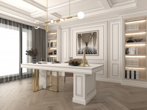 Neoclassical Working Room Scene 3D Model