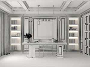 Neoclassical Working Room Scene 3D Model