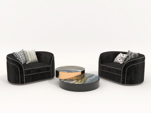 Luxury Armchair and Coffee Table 3Dモデル