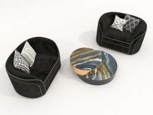 Luxury Armchair and Coffee Table 3D Модель