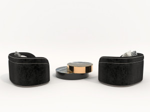 Luxury Armchair and Coffee Table 3D Модель