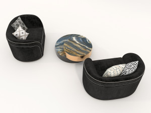Luxury Armchair and Coffee Table 3D Модель