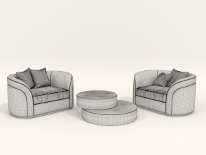 Luxury Armchair and Coffee Table 3D Модель