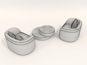 Luxury Armchair and Coffee Table 3D Модель