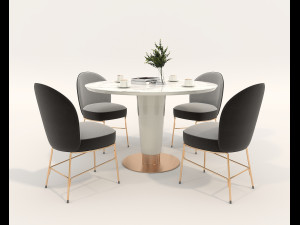 Modern Table and Chair Set 7 3D Model