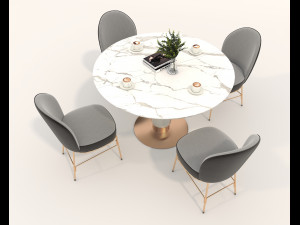 Modern Table and Chair Set 7 3D मॉडल