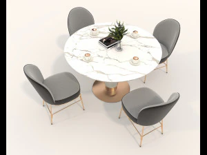 Modern Table and Chair Set 7 3D Model