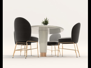 Modern Table and Chair Set 7 3D मॉडल