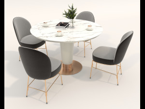 Modern Table and Chair Set 7 3D मॉडल