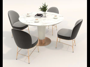 Modern Table and Chair Set 7 3D Model