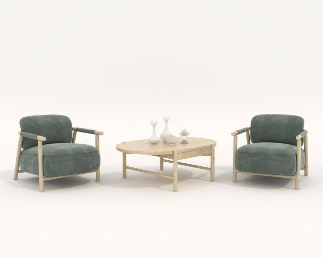 Wooden Table and Chair Set Model 3D .c4d .max .obj .3ds .fbx .stl .blend 